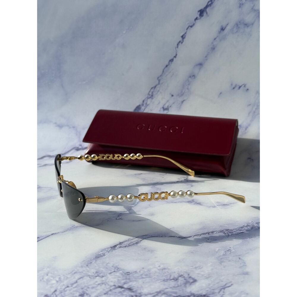 NEW Gucci GG1920S Gold Cat Eye Pearl Sunglasses - Picture 3 of 10